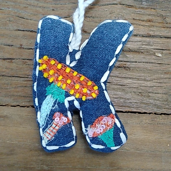 Urban Outfitters 'K' Patchwork Monogram Ornament - Picture 3 of 4